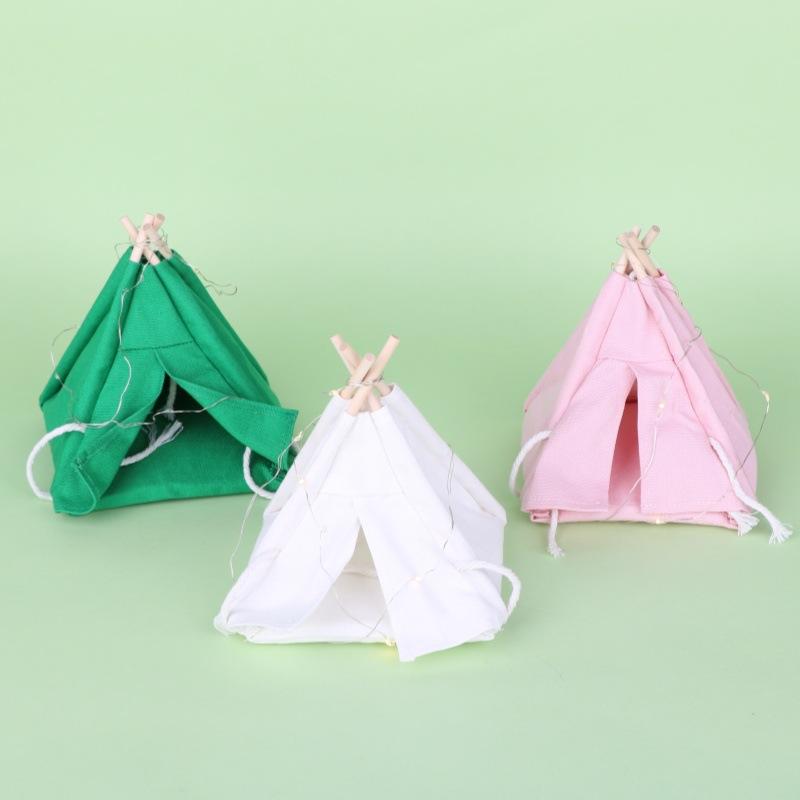 LED Strip Mini Tent Model  2 Scale Dollhouse Camping Scene Decoration Realistic Nighttime Display