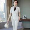 Elegant Women's Short-Sleeve Suit Set: Summer Workwear for Hotel and Jewelry Store Receptionists