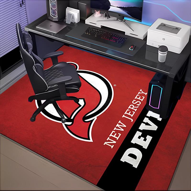 Jersey Devils Logo Floor Mat for Living Room, Game Rooms, Office, Bedroom, Office Floor Mat Playful Design, Christmas Fan Gifts