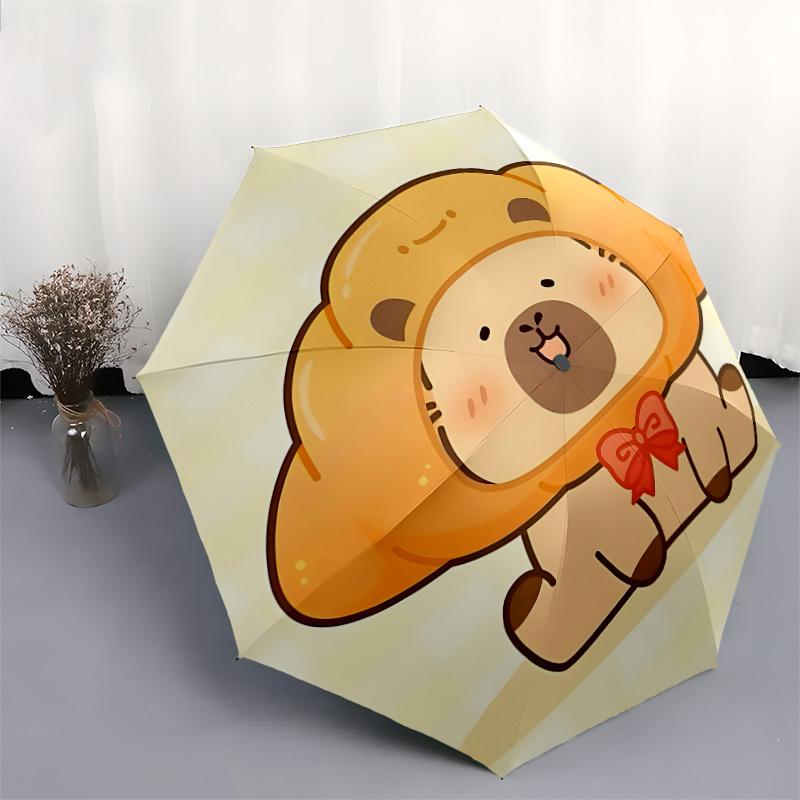 1pc Cute Capybara Pattern Automatic Umbrella Durable Iron Frame & Plastic Handle, Gift for Men & Women, Sturdy Construction Yy250905117