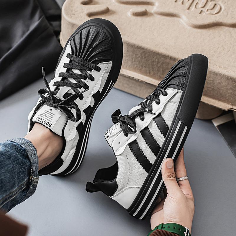Men's shoes 2025 spring new leather soft sole shell head flat shoes men's outdoor non-slip sports casual trendy shoes
