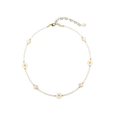 Daisy White Gemstone Freshwater Pearl Necklace