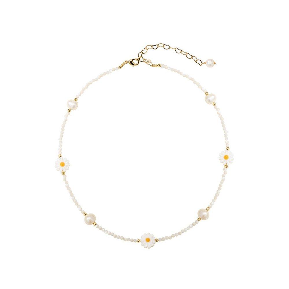Daisy White Gemstone Freshwater Pearl Necklace