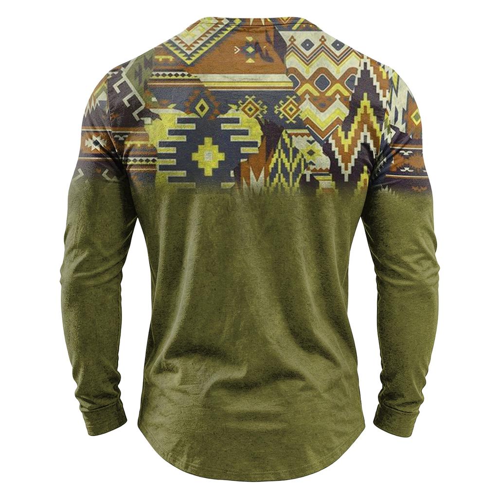 Men's Casual Vintage Boho Long Sleeve Shirt for Everyday Wear