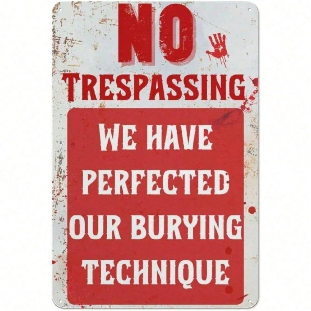 Metallposter Halloween Lustiges Betreten Verboten Schild Begrabungstext Retro Hofwanddekoration