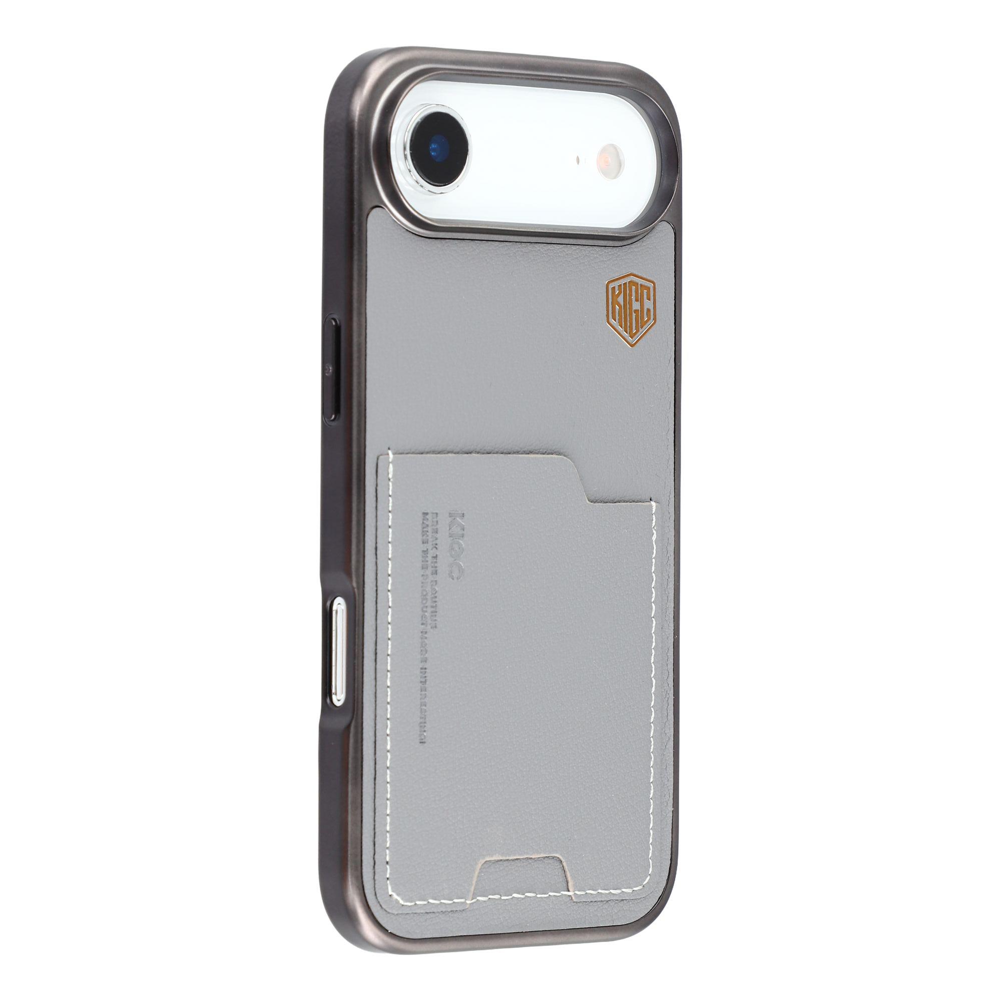 KIGC For iPhone Air Case Leather + PC + TPU Electroplating Phone Cover with Card Holder