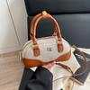 Contrasting color retro small bowling bag niche design women's handbag simple commuter Boston shoulder pillow bag