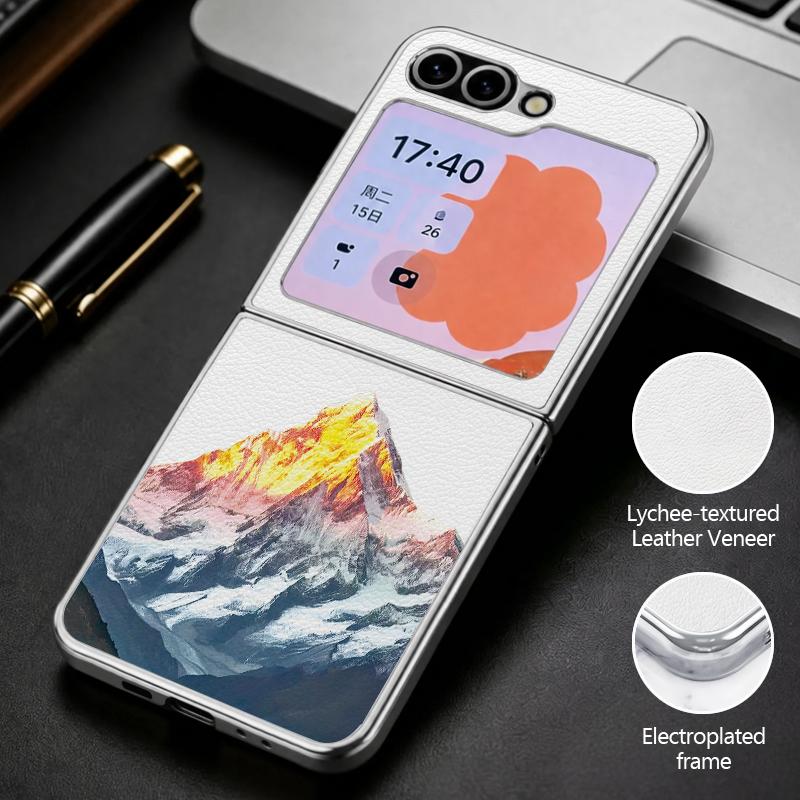 Cool Travel Moto Biker Print Case For Samsung Galaxy Z Flip 8 7 6 5 Z Flip8 Flip7 Flip6 Hybrid 3in1 Plating Leather Skin Folding Phone Cover