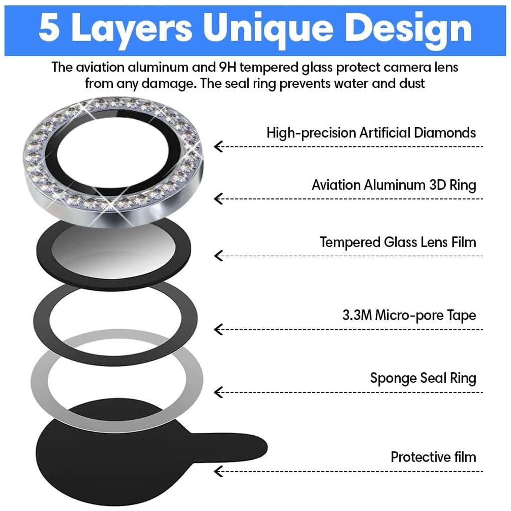 For Samsung Galaxy S23 Camera Lens Protector Diamond Ring Design Tempered Glass Lens Film