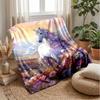 Magical Unicorn In Flowers Theme Blanket Lightweight Warm Flannel Blanket Decorative Throw Blanket for Home Decoration
