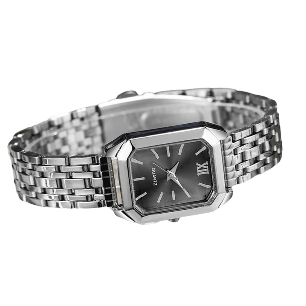 Heiße Edelstahl-Quarzuhren Faltschließe Quadratische Damenuhr Luxuriöses Geschenk Einfache Armbanduhr Schüler