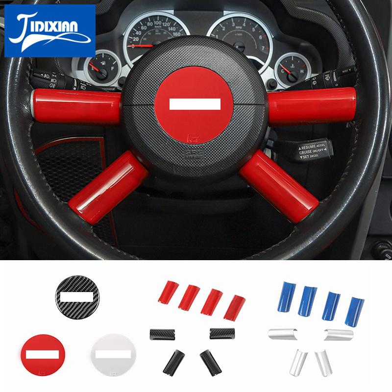 

JIDIXIAN ABS Car Interior Steering Wheel Decoration Cover Trim Sticker Accessories for Jeep Wrangler JK 2007 2008 2009