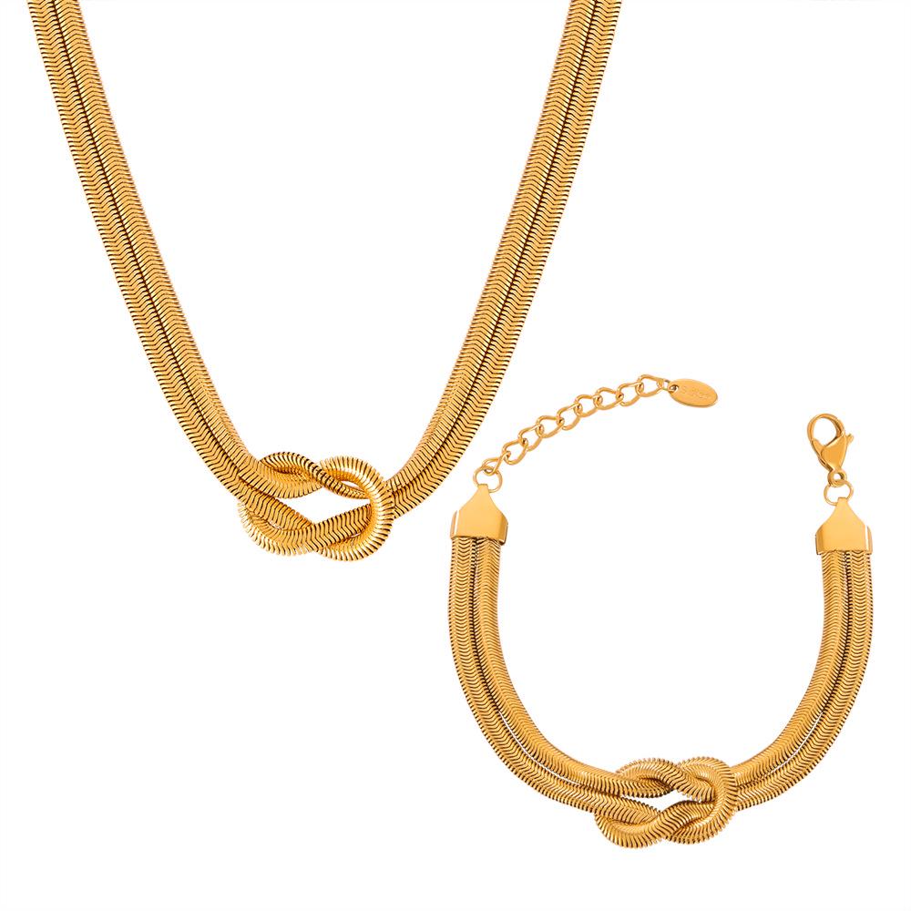 European & American Titanium Steel Snake Chain Knot Jewelry Set