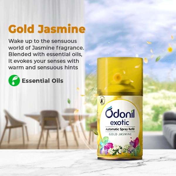 Dabur Odonil Automatic Air Freshener Spray Refill 225Ml Gold Jasmine Long Lasting Fragrance For Home Office Washroom