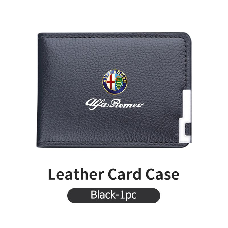 Card Case Retro Men Litchee Pattern PU Purse Wallet Coin Pocket For Alfa Romeo 159 Giulietta 156 147 Giulia Mito GT Stelvio