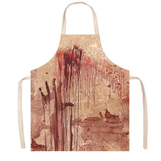 Funny Prank Gift Halloween Butcher Apron with Realistic Blood Stain, Washable Protective Work Apron, Spooky Kitchen Decor Horror Costume Prop