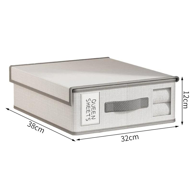 Sheet  Storage Box Organizer Thickened Fabric Folding Window Zipper Blanket Organizer Wardrobe Bed Clothes Storage with Lid