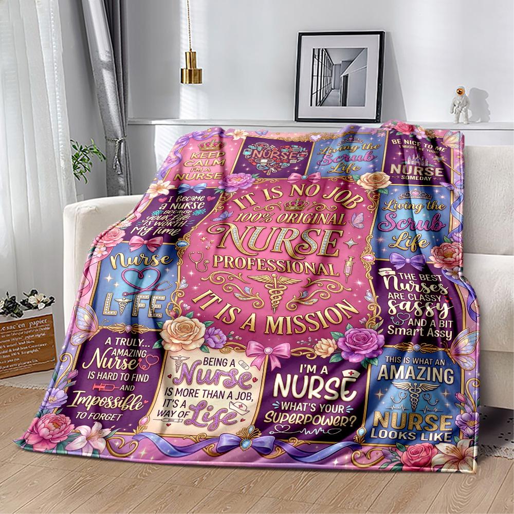 Nurse Humor Quotes Blanket Warmthful Decor Perfect for Livingroom Sofa Office Four Seasons Multipurpose Stylish Decor