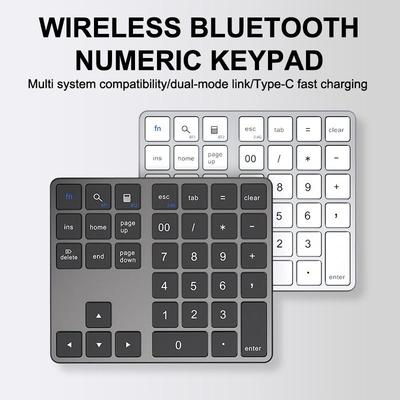Clavier Numérique Bluetooth Sans Fil 2.4G Rechargeable Silencieux 35 Touches Bureau Comptable Léger Portable Clavier Numérique