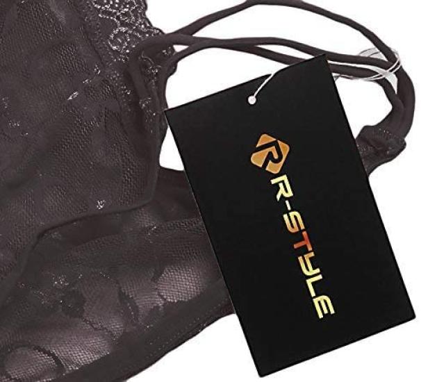 Cute and Attractive Design Black Set of R-Style Women's Panties, 4, T-Back/O-Back (TYPE D)