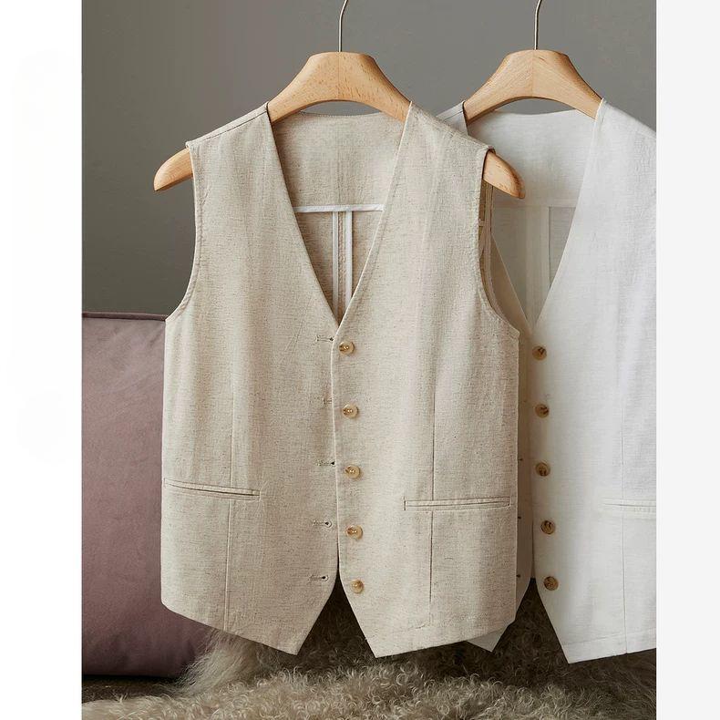 Summer Fashion Slimming Linen Vest for Women Lightweight Trendy Layering Piece