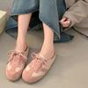 Fashion Spring Baotou Slippers for Women New Style Round Head Deep Mouth Splicing Front Lacing Soft Sole Non-slip Flat Shoes