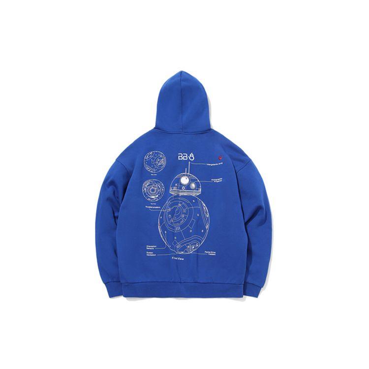 Li Ning X Star Wars Collaboration Fleece Loose Pullover Hoodie Men Hoodies Dreamy-Blue AWDQB37-4