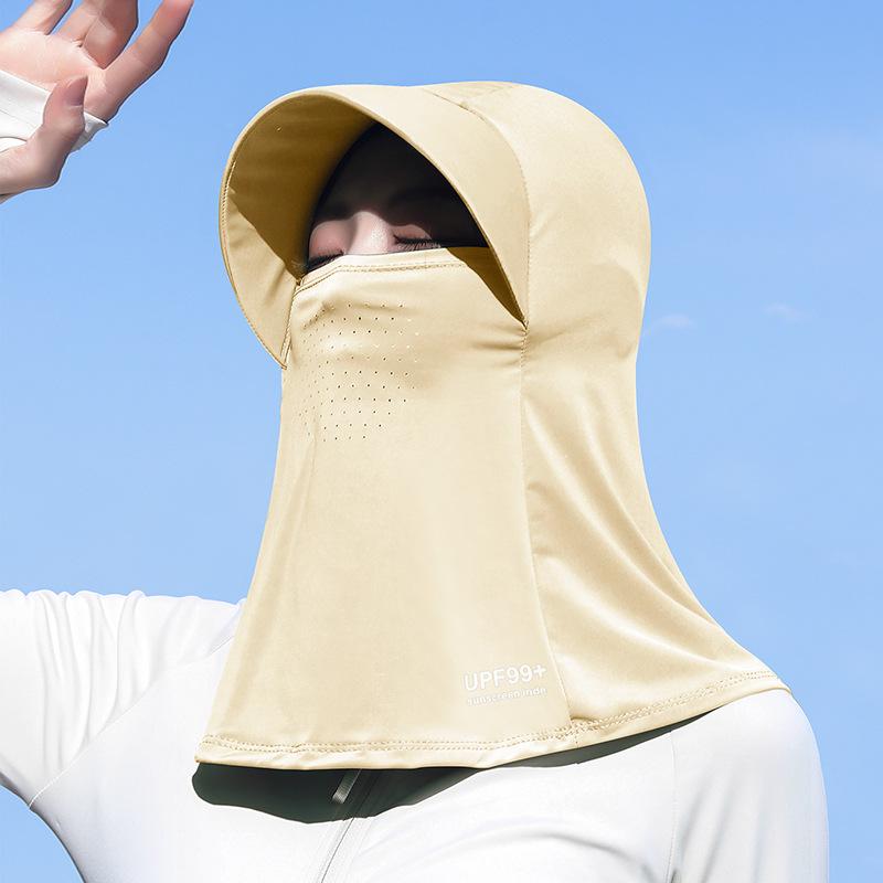 Sunshade Outdoor Riding Hat Women's Spring Summer Ice Silk Sunscreen Integrated Neck Cover Head Cover Face Cover