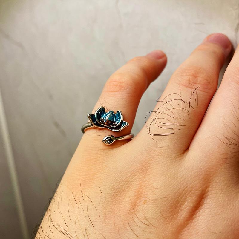 Inel Retro Chinezesc Cloisonne cu Floare de Lotus Pentru Femei Punk Gotic Vintage Inel Deschis Designer Handmade Zircon Accesorii Unisex