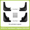 4PCS Non Perforated Mud Flaps For Tesla Model Y/3 2021-2026 No Splash Guards TPE Plastic Fender Mudguards Car Exterior Accessori