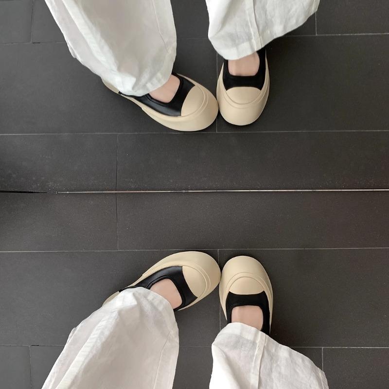 [Shei] Ugly Cute Big Head~ Velcro Thick-soled Mary Jane Single Shoes Women's Summer Canvas Big Head Shoes