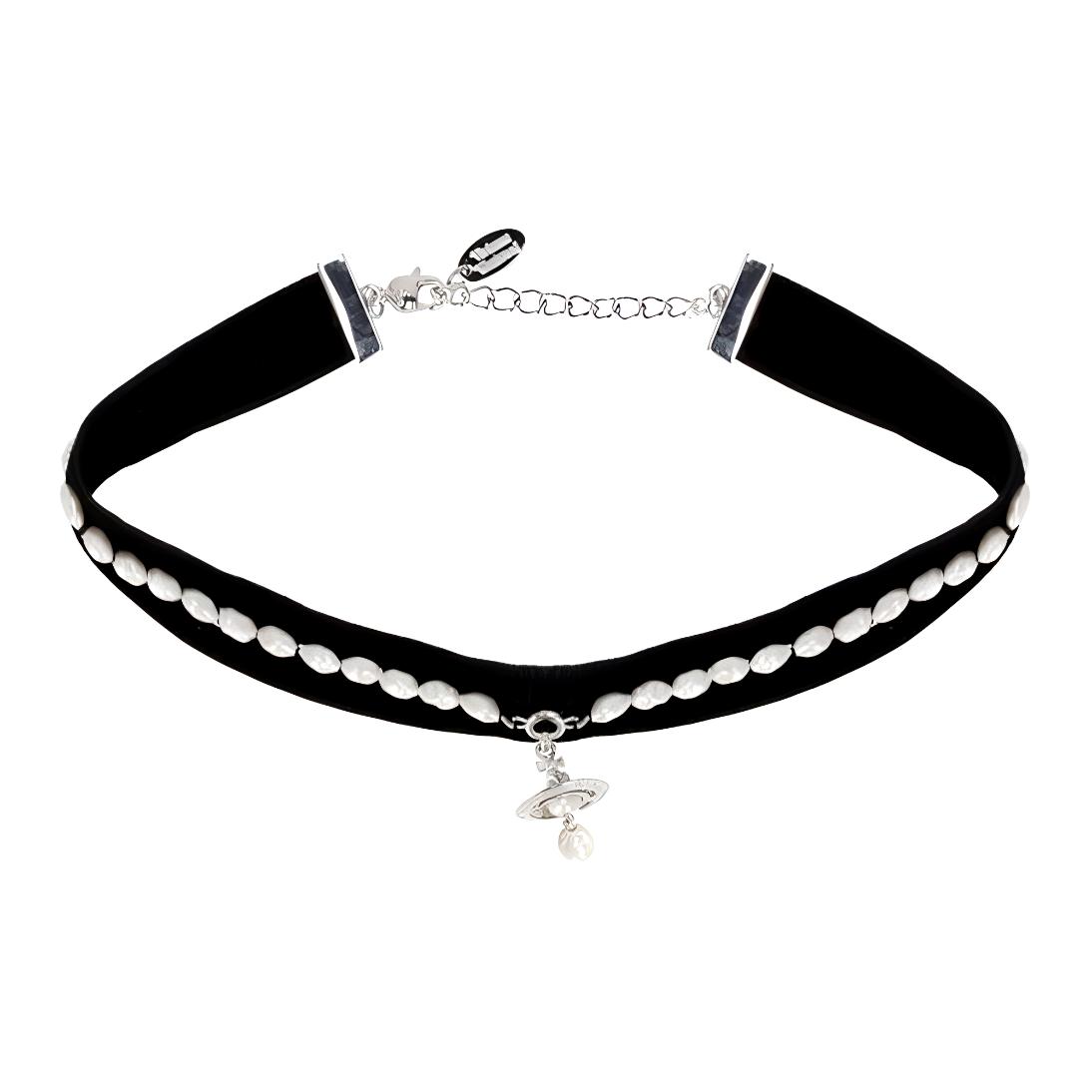 

Vivienne Westwood Pearl Velvet Brass Necklace Women necklace 6303002602P237P237 Box