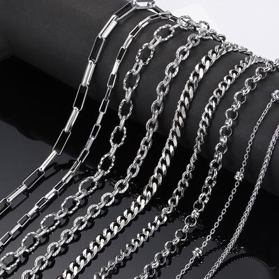 1Meter Stainless Steel Steel Color Chain DIY Necklaces Jewelry Making Rolo Cable Link Curb Thick Chain Man Bracelets Accessories