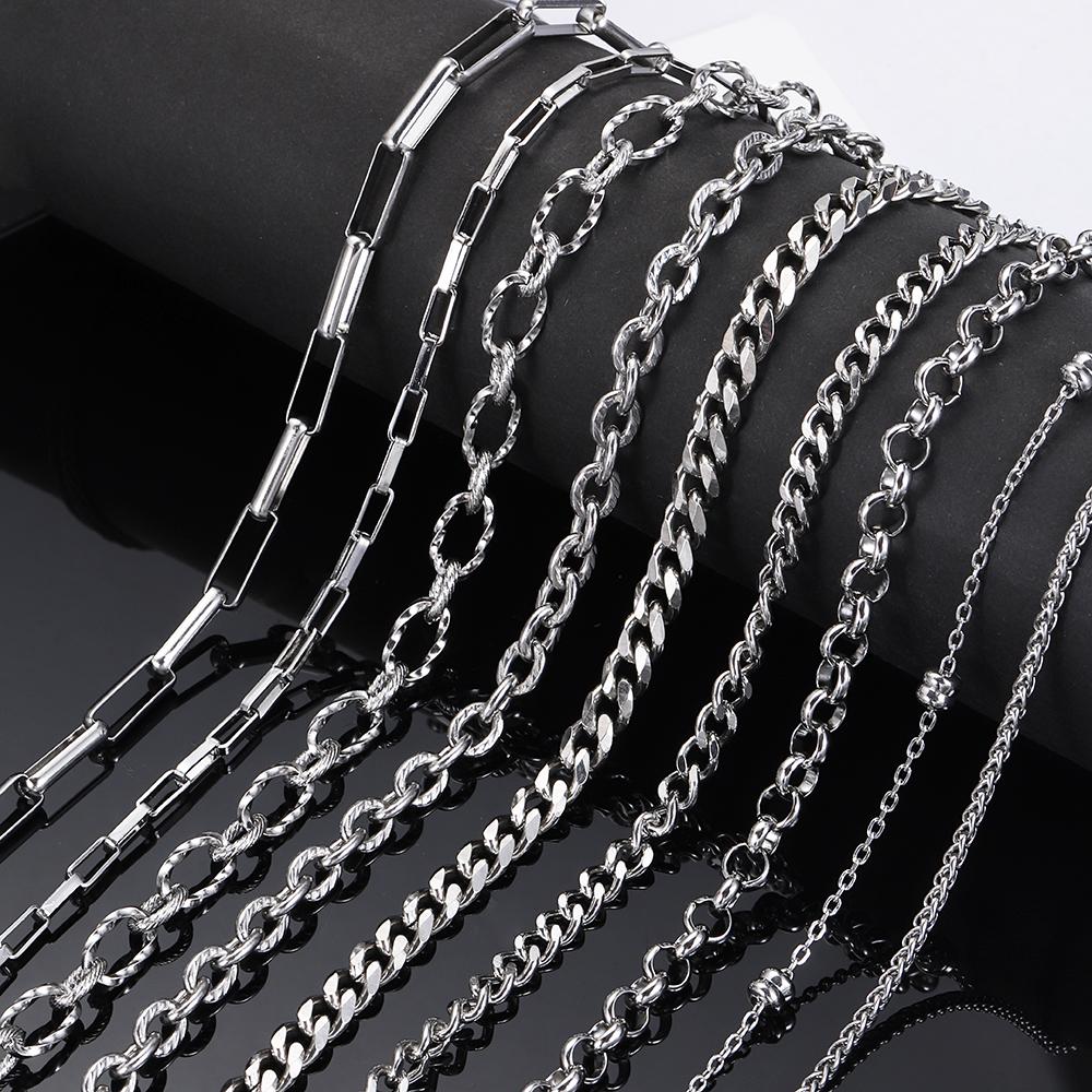1Meter Stainless Steel Chain for Necklace Jewelry Making DIY Rolo Cable Link Curb Chains Thick Chain Man Bracelet Accessories