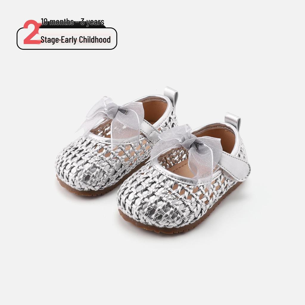 Spring Lace Bow Non-Slip Soft Bottom Baby Shoes - Girls' Princess Style Leather