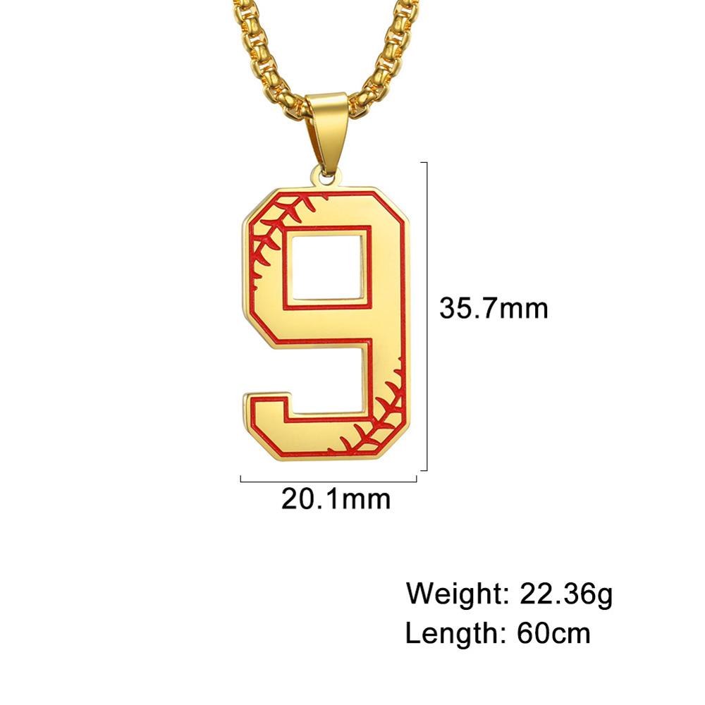 My Shape 0-9 Number Pendant Necklace for Men Boy Sport Basketball Figure Baseball Pattern Stainless Steel Necklaces Punk Jewelry