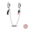 Star Moon Slide Safety Chains Charms 925 Sterling copper Heart Evil eyes Silicone Spacer Beads Fit Original Bracelet DIY Zircon