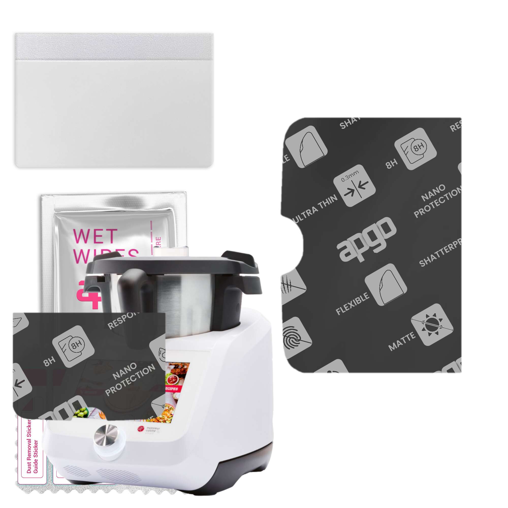 

apgo MATTE Hybrid protective glass compatible with Silvercrest Monsieur Cuisine Smart Lidlomix, flexible nano glass, great replacement for tempered gl