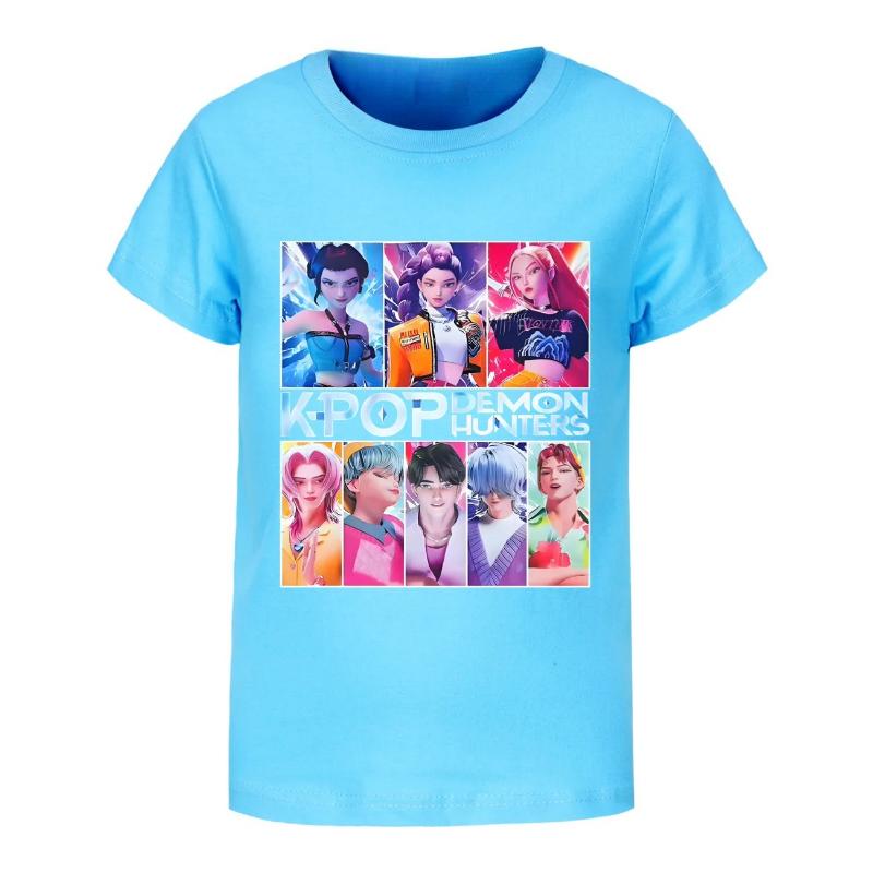 

Детская K-pop футболка с принтом Devil Hunter Saja из мягкого хлопка для мальчиков и девочек, летняя модная футболка-топ 150