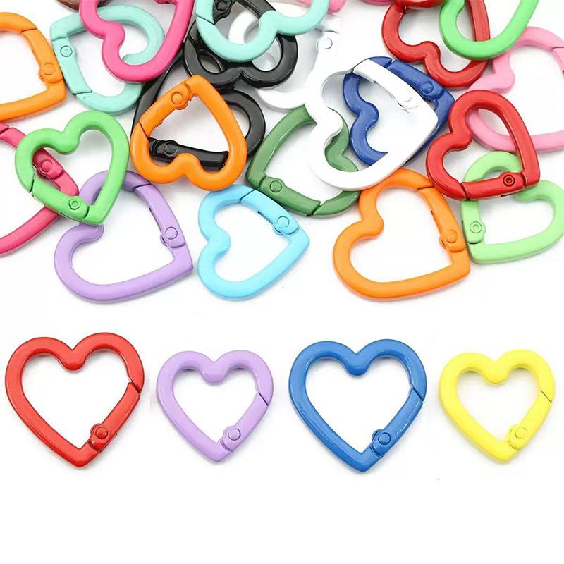 Yogodlns 10/20 Stück Metall Herz Federverschluss Öffnbarer Liebesförmiger Karabiner DIY Rucksack Taschen Zubehör