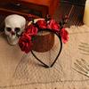 Elegant Rose and Tulle Hair Hoop for Halloween Festivities Adjustable Size Headband Comfortable Hairband Party Ornament