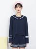 Eibaiei Heart Sailor Collar Sweatshirt Navy