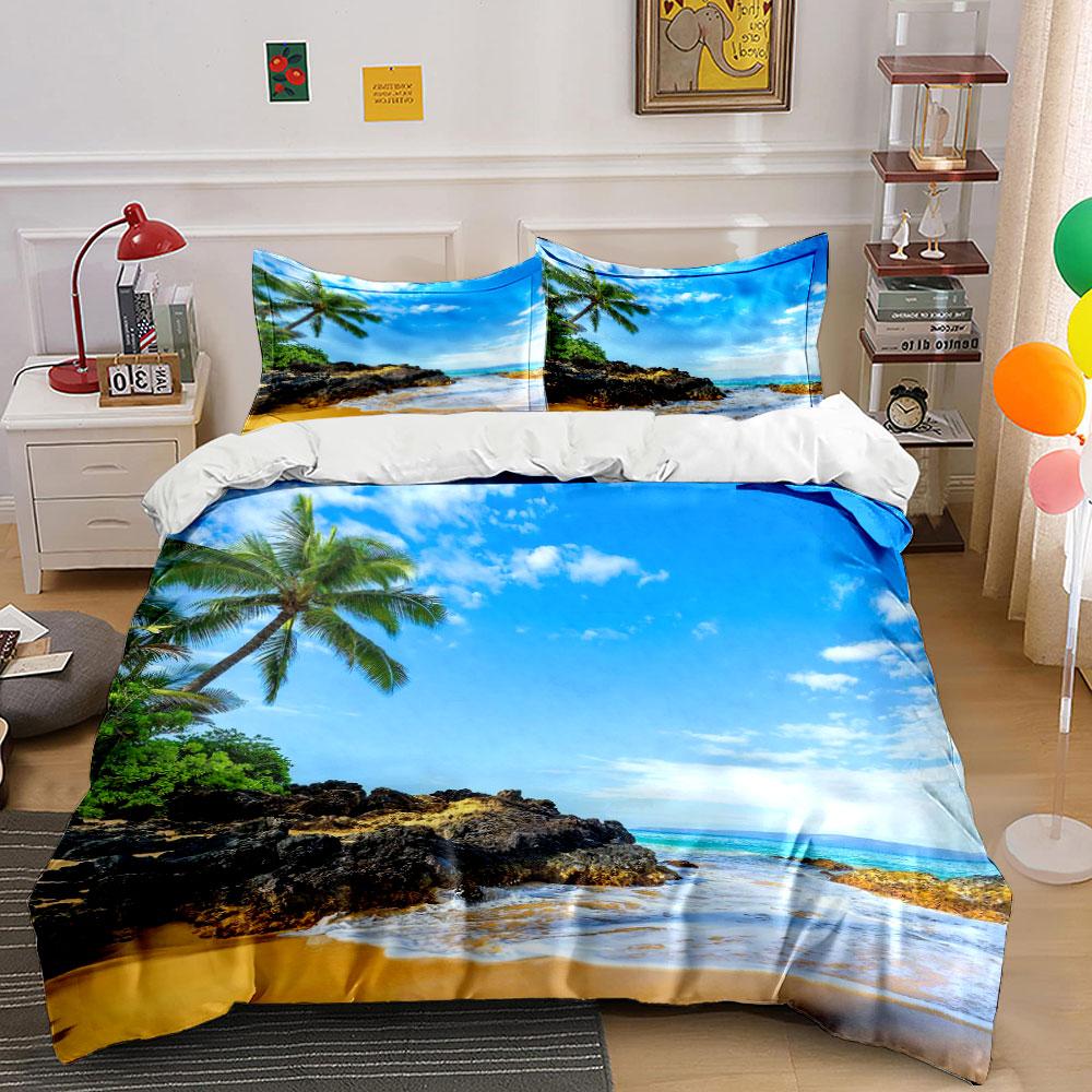Palm Trees and Beach. Bedding Sets Duvet Cover Sets Duvet Covers Pillowcases(1* Duvet Cover 2* Pillowcases Without Duvet Insert)