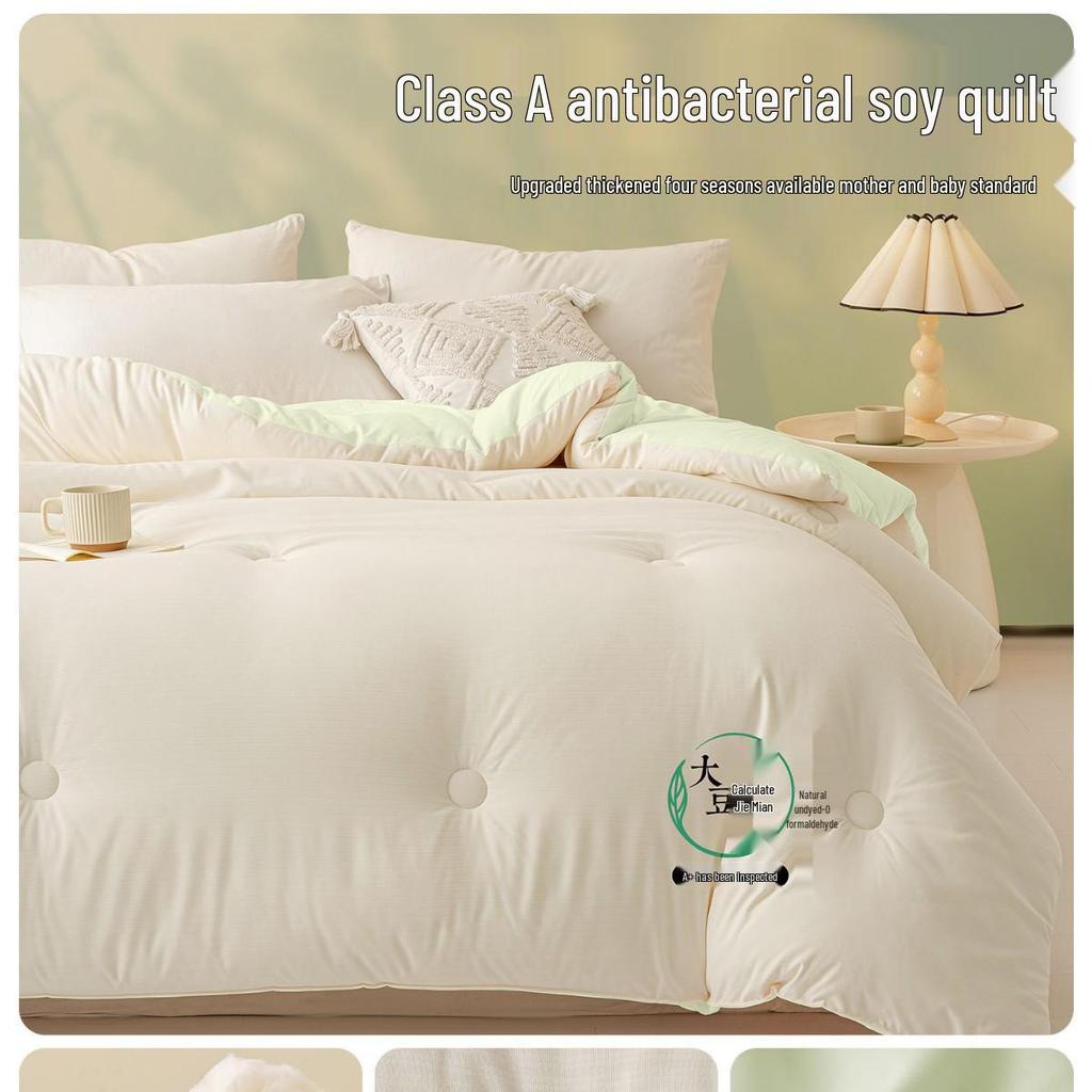 Thickened Soybean Fiber Quilt - Warm, Cold-Proof Bedding for Dormitory - Double-Sized, Perfect for All Seasons.