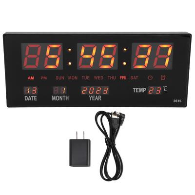 LED Digitálne nástenné hodiny Červené Nastaviteľný jas Kalendár Funkcia pamäte pri výpadku napájania Elektronické