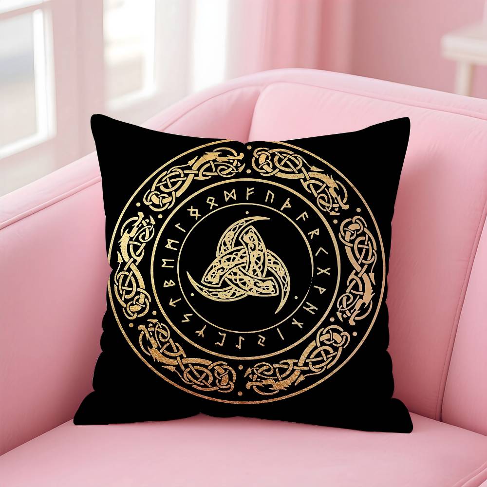 Viking Amulet Pattern Art Pillow Case Pattern Printing Pillowcase Living Room Sofa Cushion Cover Bedroom Room Decor