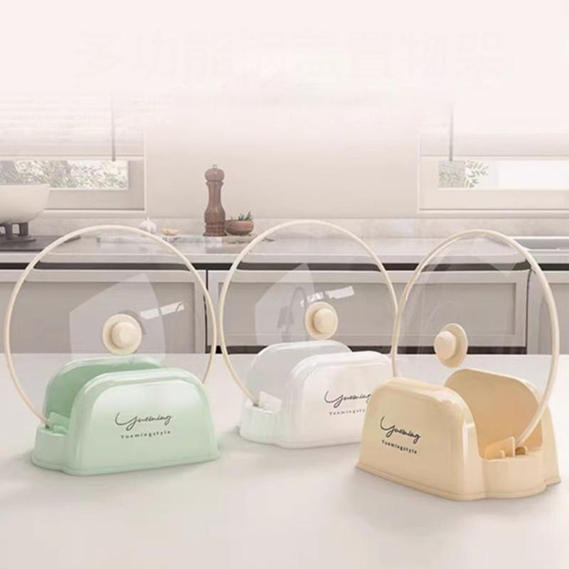 Easy To Use Multifunctional Pot Holder Drain Tray Organizer Kitchen Gadgets Kitchen Pot Cover Rack Storage Rack Kitchen Supplies