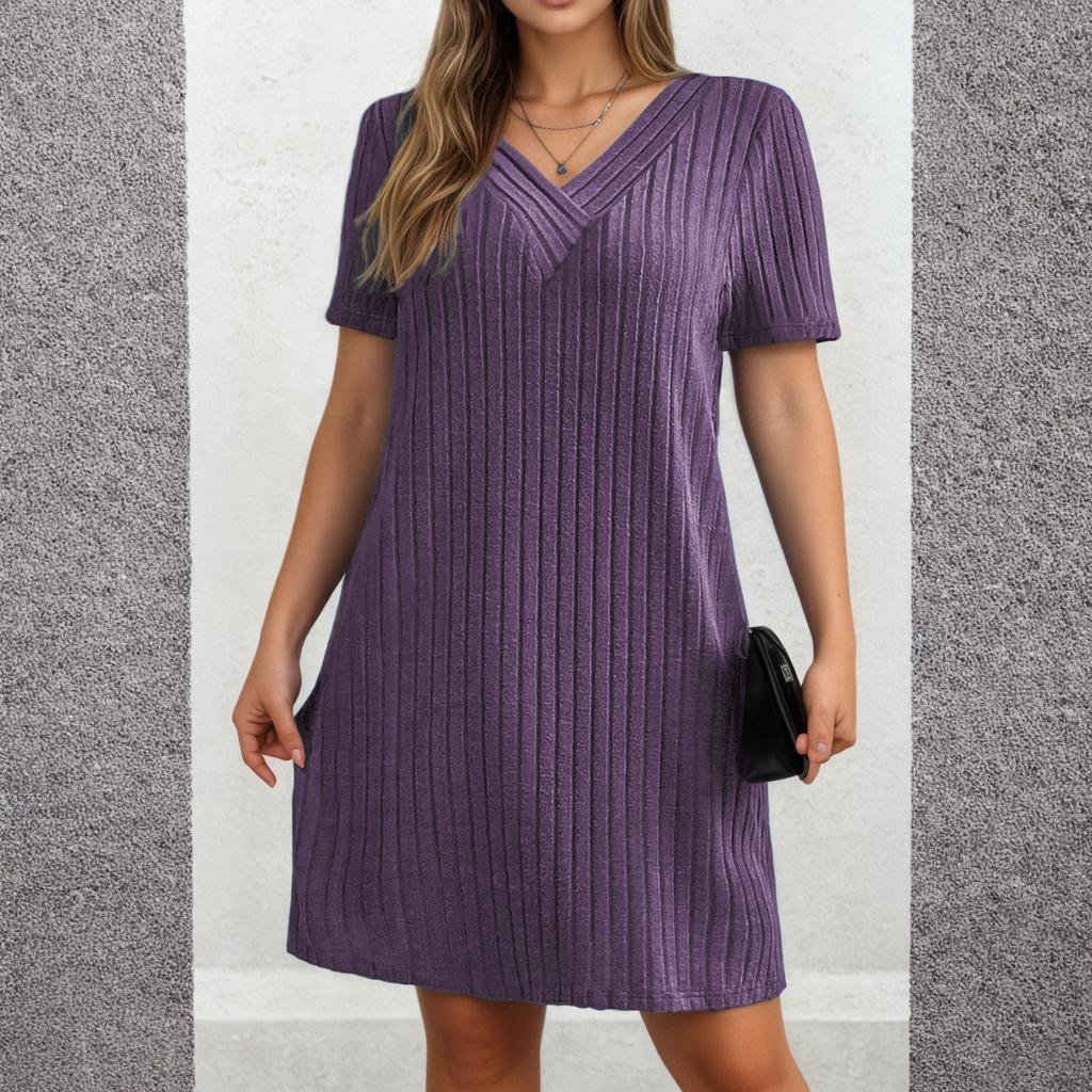 Women's Dress Casual Flowy Dresses V-neck Vocation Boho Beach Sundress