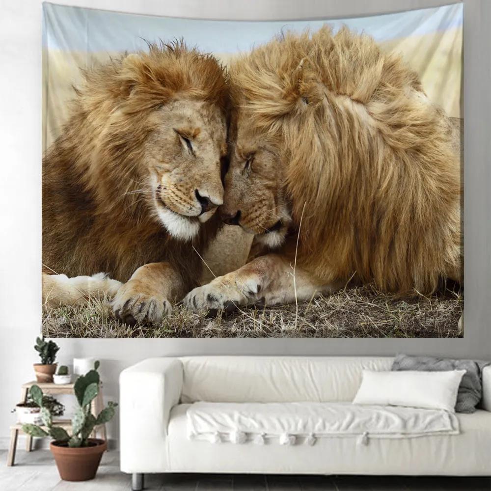 

Одеяло занавеска висит домашняя спальня гостиная украшение лев настенный гобелен искусство 230x180cm