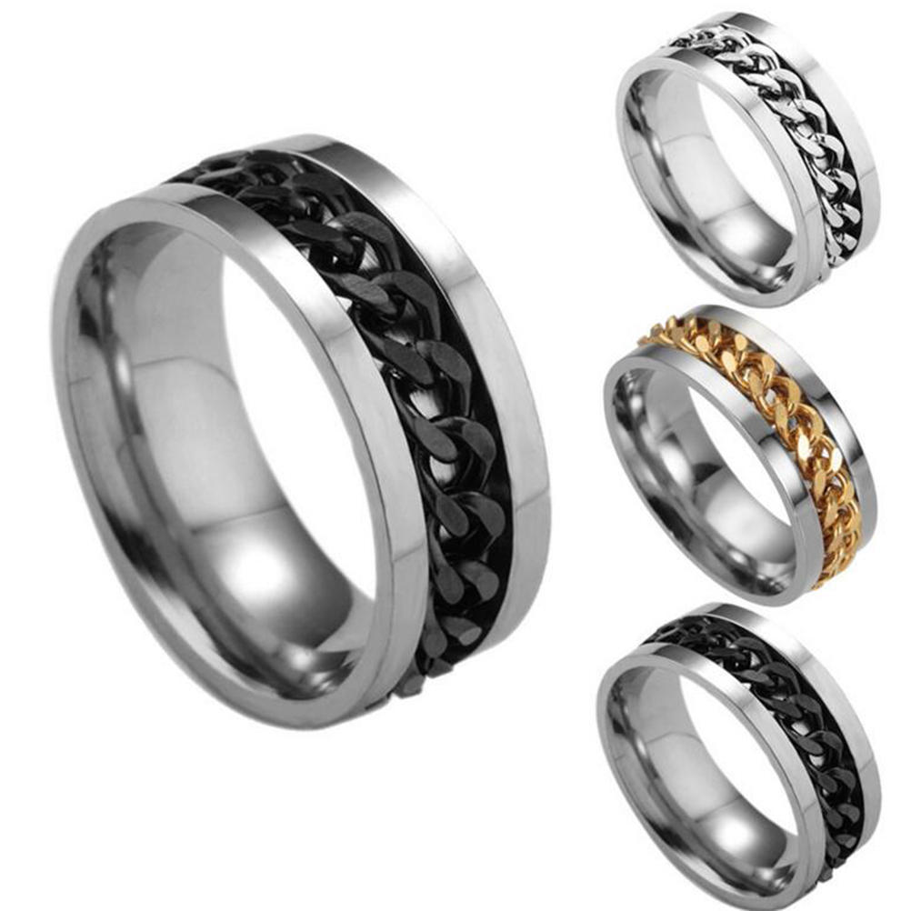 

Женщины стали Mens вращающийся цепи группы перстень Spinner кольцо игрушки